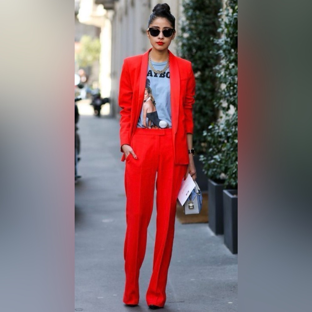 Banana Republic Bold Red 2 piece Pantsuit set size 8